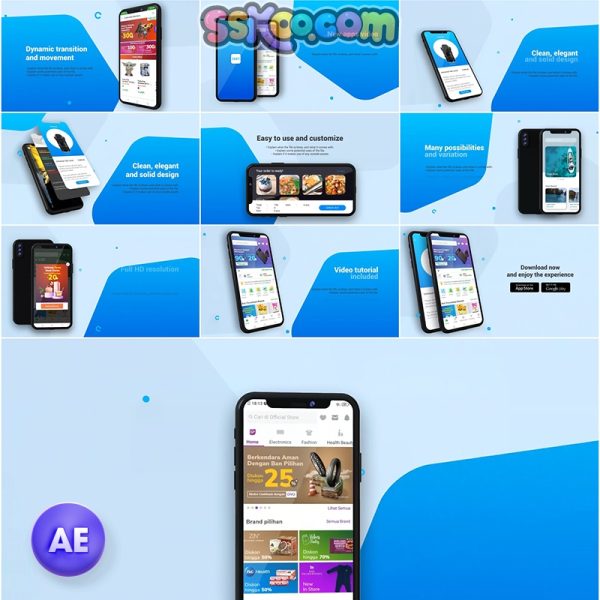 手机App应用UI社交交互促销展示演示介绍视频ae模板样机素材设计