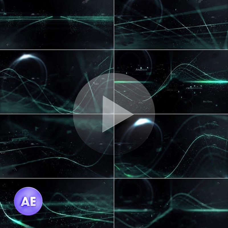 粒子线条网格中的科技HUD字幕文字动画视频开场片头AE模板素材插图