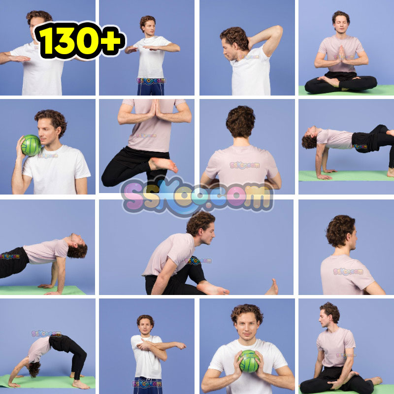 男士瑜伽健身运动男人人物组图JPG摄影照片壁纸背景插图设计素材插图