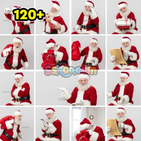 可爱圣诞老人圣诞节场景组图JPG摄影照片壁纸背景插图设计素材