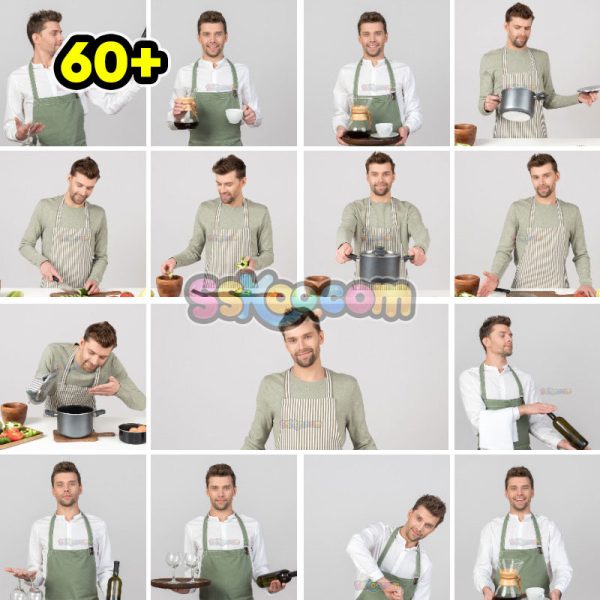 帅哥男性下厨厨房美食特写组图JPG摄影照片壁纸背景插图设计素材