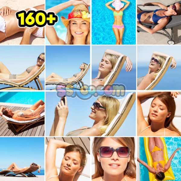 沙滩海岛度假海滩日光浴高清JPG摄影照片壁纸背景图片插图设计素材