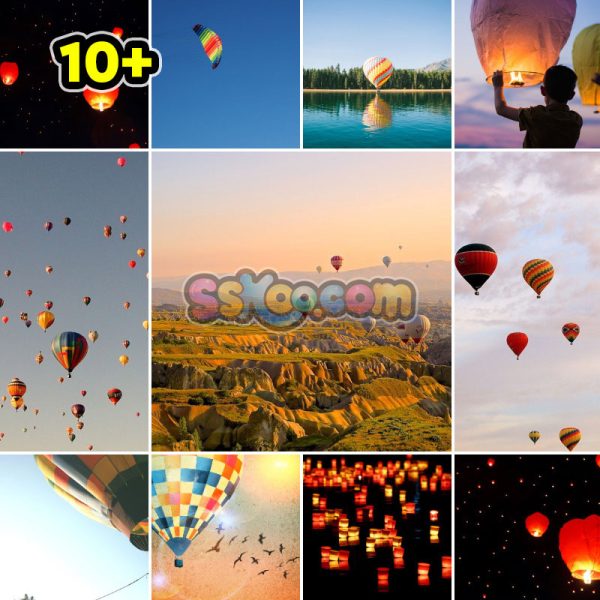热气球孔明灯降落伞跳伞特写高清图片JPG摄影照片壁纸背景插图素材
