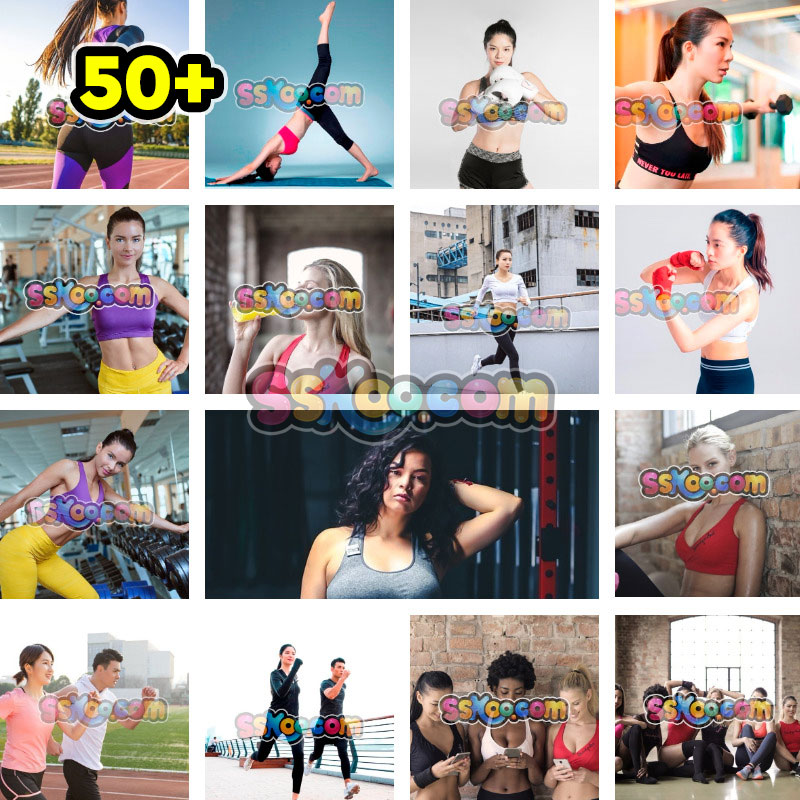 健身跑步举重拳击运动美女组图健身房高清摄影照片壁纸图片设计素材插图