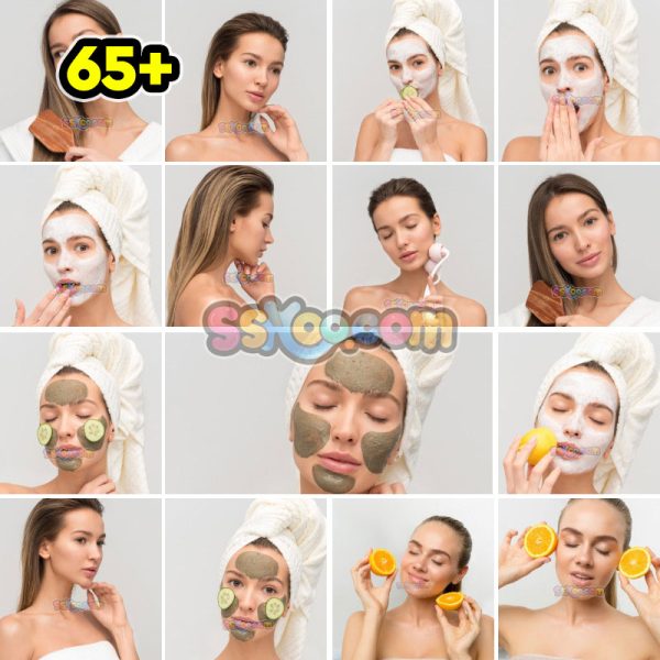 美容美体面部护肤美女模特人物组图JPG摄影壁纸背景插图设计素材