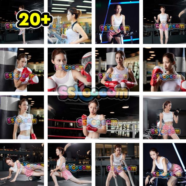运动女性跑步拳击美女健身房套图高清特写摄影照片4K壁纸图片设计素材
