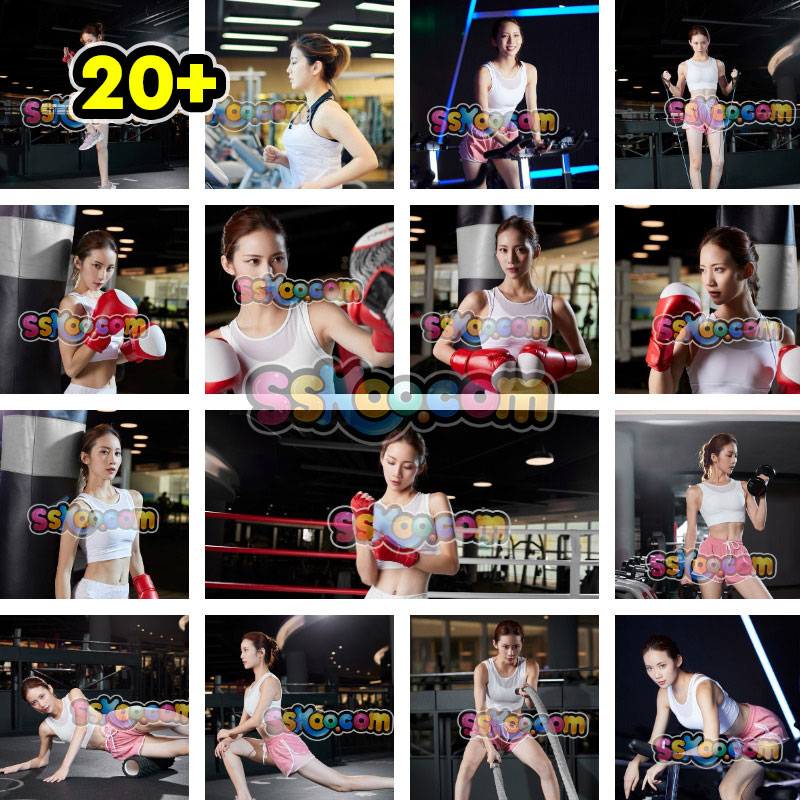 运动女性跑步拳击美女健身房套图高清特写摄影照片4K壁纸图片设计素材插图
