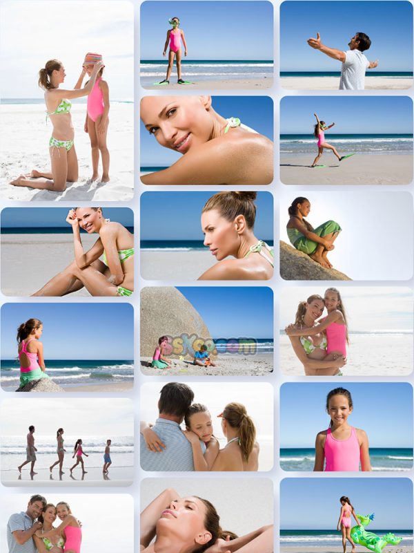 沙滩海岛度假海滩家庭特写高清JPG摄影照片壁纸背景插图设计素材插图1