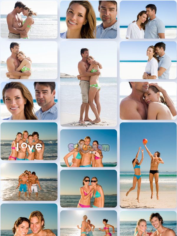 沙滩冲浪海滩情侣特写高清JPG摄影照片壁纸背景图片插图设计素材插图1