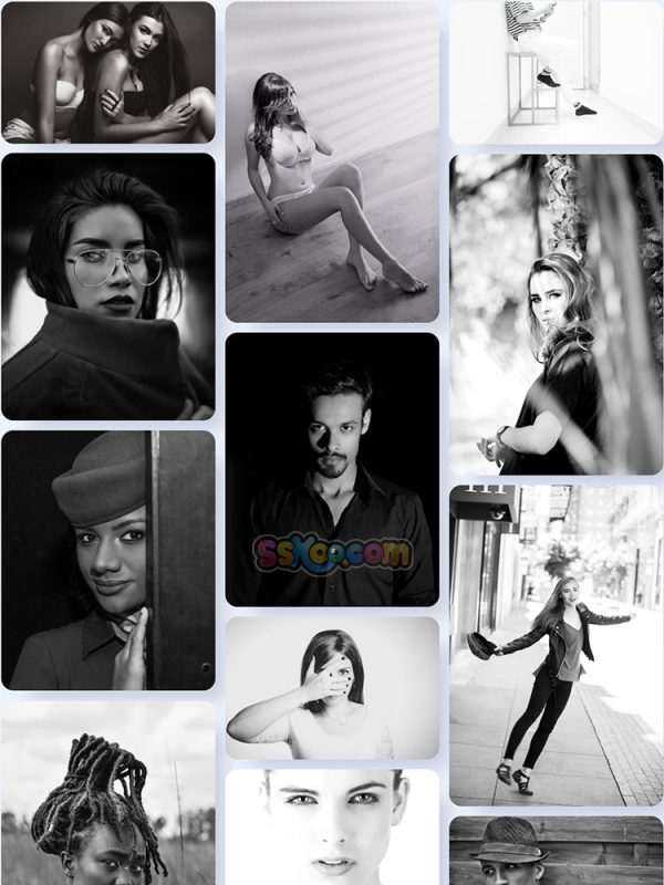 唯美黑白人物光影素描高清JPG摄影照片壁纸背景图片插图设计素材插图1
