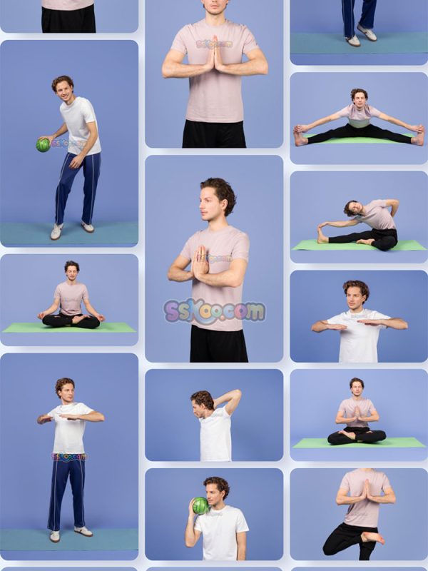 男士瑜伽健身运动男人人物组图JPG摄影照片壁纸背景插图设计素材插图2