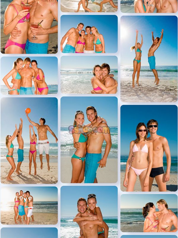 沙滩冲浪海滩情侣特写高清JPG摄影照片壁纸背景图片插图设计素材插图2