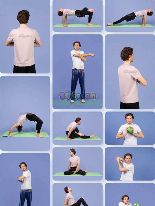 男士瑜伽健身运动男人人物组图JPG摄影照片壁纸背景插图设计素材插图3