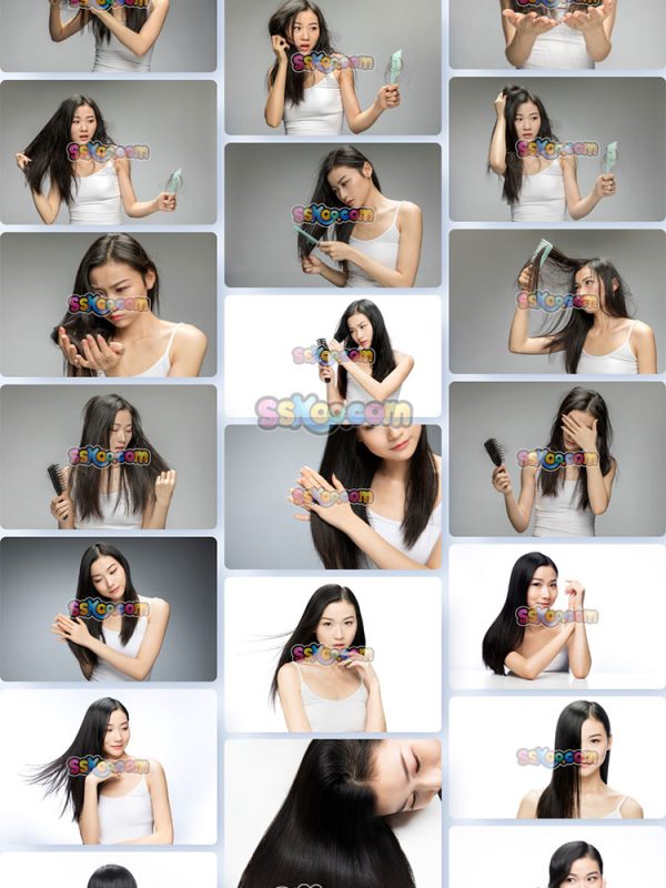 美发店美女模特女性造型半身照特写JPG摄影壁纸背景图片插图设计素材插图3