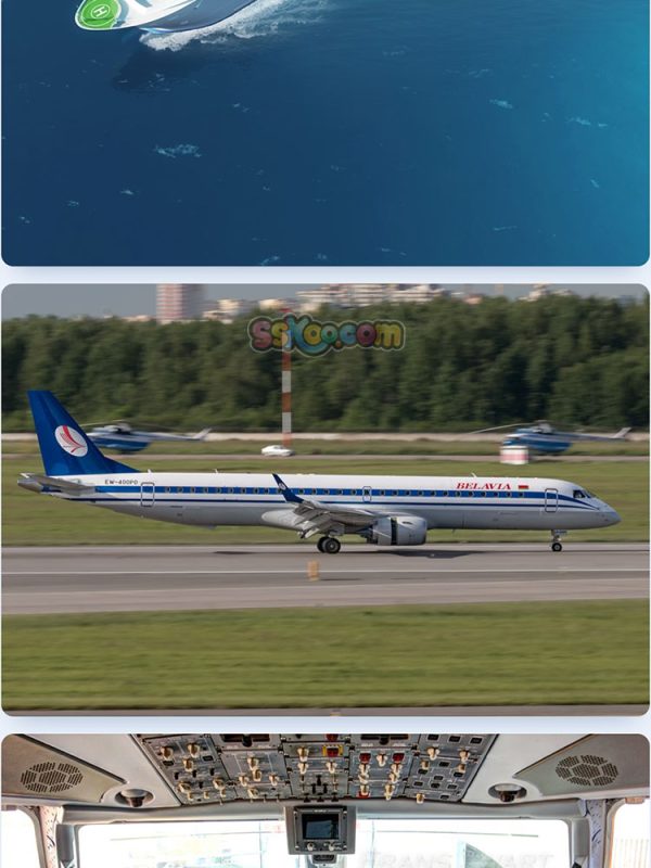 高清飞机图航空图片空中飞翔客运客机直升飞机机舱俯视图设计素材插图4