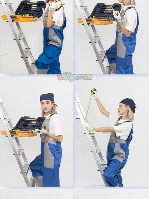 女性修理工施工人员测量员组图JPG摄影照片壁纸背景插图设计素材插图4