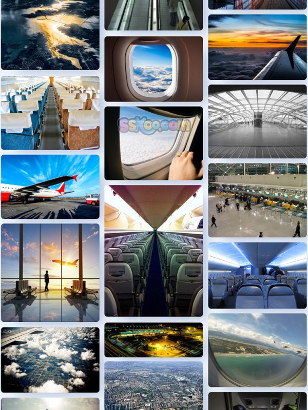 飞机航站楼机舱俯视图候机楼舷窗空姐驾驶舱乘客机场高清JPG素材插图5