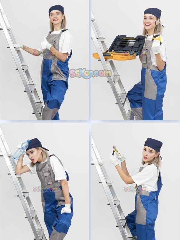 女性修理工施工人员测量员组图JPG摄影照片壁纸背景插图设计素材插图5