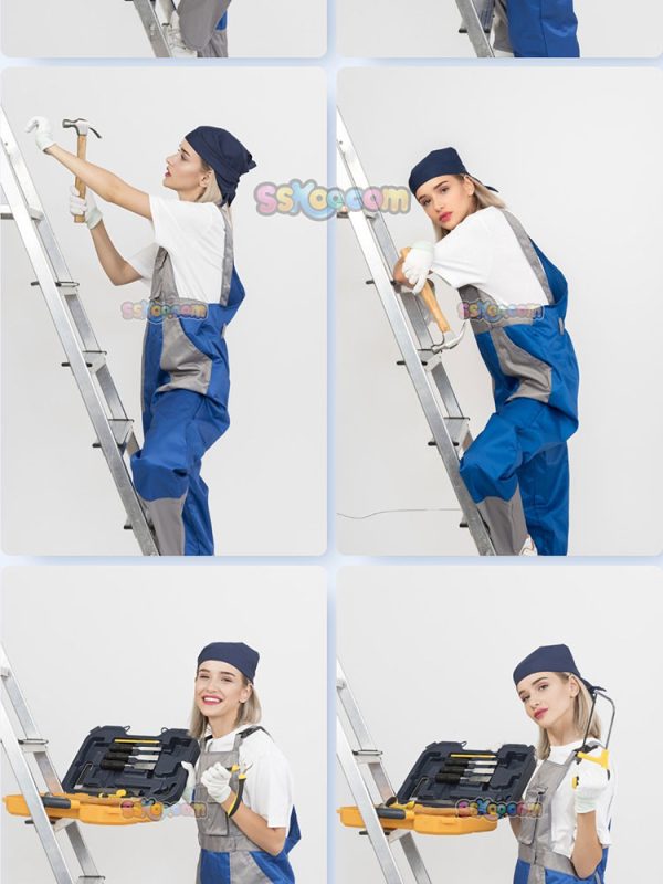 女性修理工施工人员测量员组图JPG摄影照片壁纸背景插图设计素材插图6