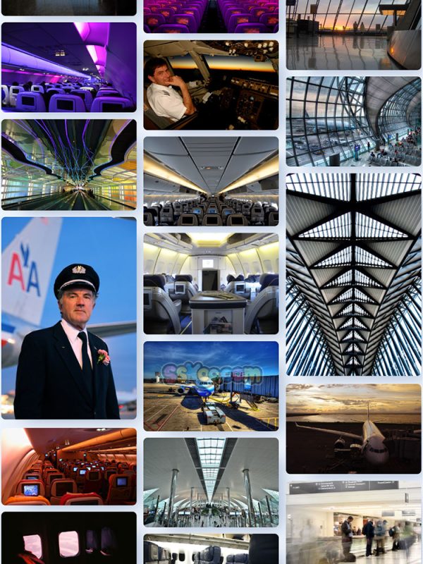 飞机航站楼机舱俯视图候机楼舷窗空姐驾驶舱乘客机场高清JPG素材插图12