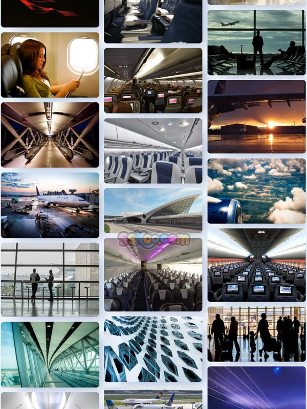 飞机航站楼机舱俯视图候机楼舷窗空姐驾驶舱乘客机场高清JPG素材插图13