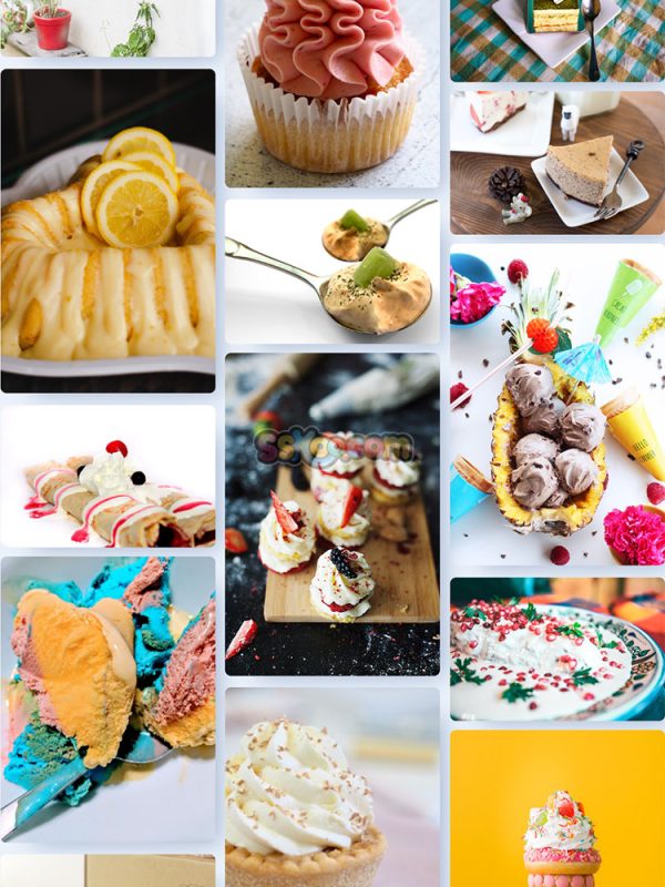 甜食西式糕点甜饼面包冰激凌雪糕水果糕点果汁奶油高清照片插图14