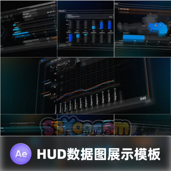 未来科技元素数据图表展示动态视频HUD科幻UI界面展示AE模板素材