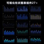 数据可视化UI大屏图表展示图标柱状图组件PSD素材模板
