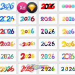 五彩3d立体马年2026数字模板设计adobe xd sketch矢量素材