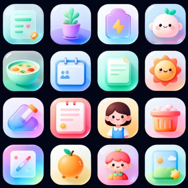 3D幼儿园学校APP金刚区教育ICON图标-PNG免抠图片素材【AIGC作品】