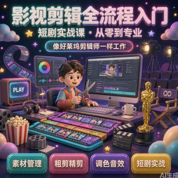 影视剪辑全流程入门 + 短剧实战课｜从零到专业，像好莱坞剪辑师一样工作