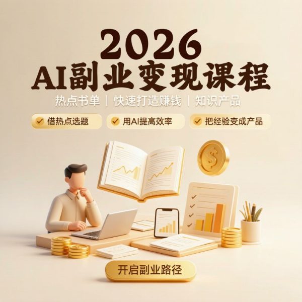 AI副业变现课程：热点书单、快速打造赚钱、知识产品