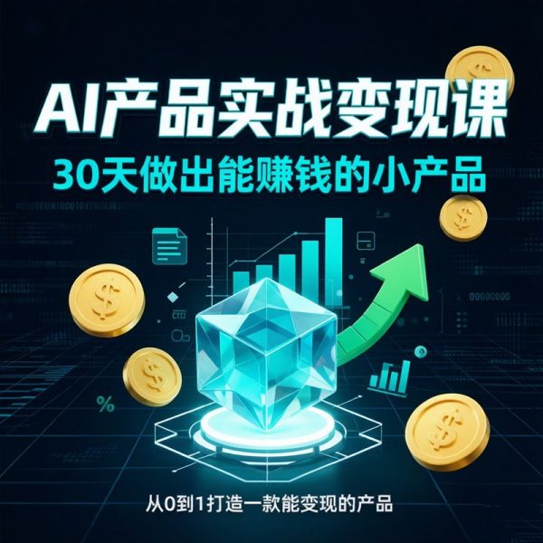 AI产品实战变现课 | 30天从0到1，做出能赚钱的小产品/AI副业赚钱