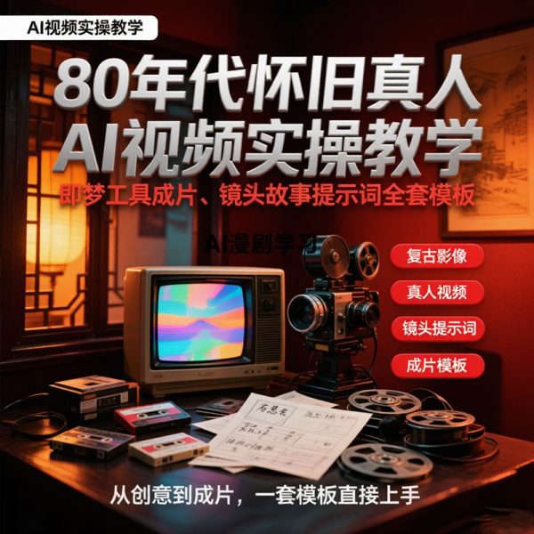 80年代怀旧真人AI视频教程，即梦工具成片、镜头故事提示词全套模板