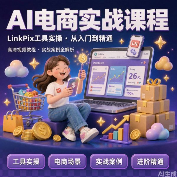 AI电商实战课程高清视频教程：LinkPix工具实操 从入门到精通