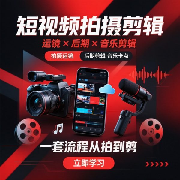 虎哥短视频全流程大师课｜从运镜到剪辑，手机拍出电影感大片