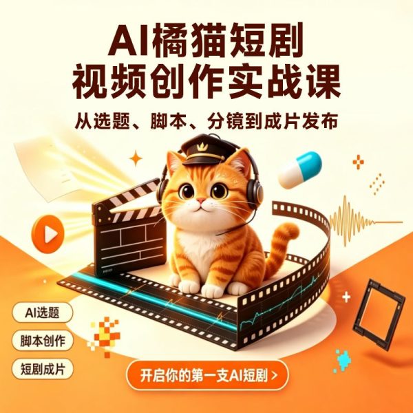 AI橘猫/AI短剧短视频创作实战课 • 视频课程+笔记+提示词+工作流