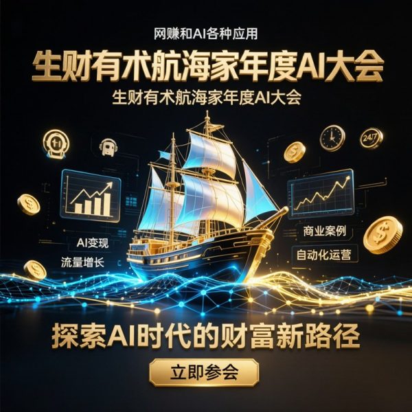 【生财有术航海家年度AI大会】全流程干货+实战案例库—网赚与AI应用顶配资源包