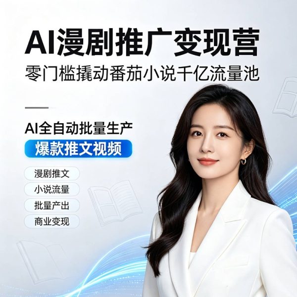 022-AI漫剧推广变现营·零门槛撬动番茄小说千亿流量池，AI全自动批量生产爆款推文视频