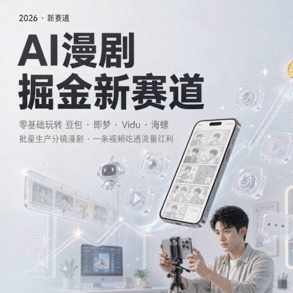 025-2026 AI漫剧掘金新赛道：零基础学会用豆包/即梦/Vidu/海螺，批量生产分镜漫剧，一条视频吃透流量红利！