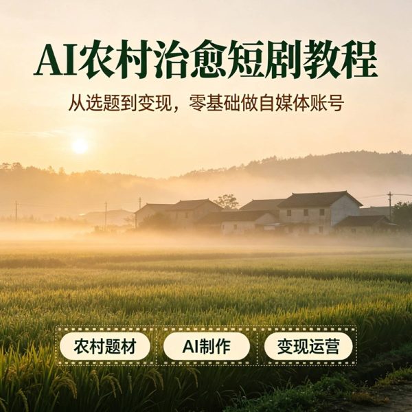 032-AI农村治愈动画短剧短视频教程 | 零基础起号变现·保姆级实操课