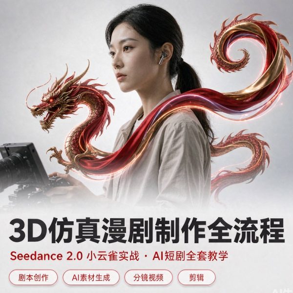 029-AI短剧3D仿真漫剧制作全流程教学 | Seedance2.0小云雀实战×剧本创作×AI素材生成×分镜视频×剪辑