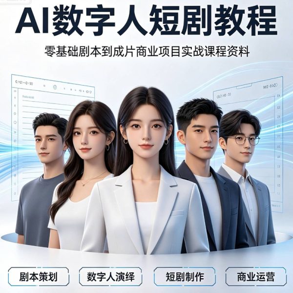 021-AI 数字人短剧教程｜零基础→剧本→成片→商业变现，一课通杀！